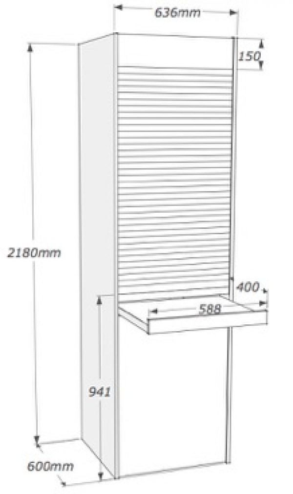 colonna cucina piano di appoggio a scomparsa 60cm