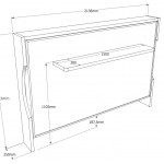 grafico della consolle bed a parete da 140cm chiusa