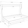 grafico della consolle bed a parete da 140cm aperta