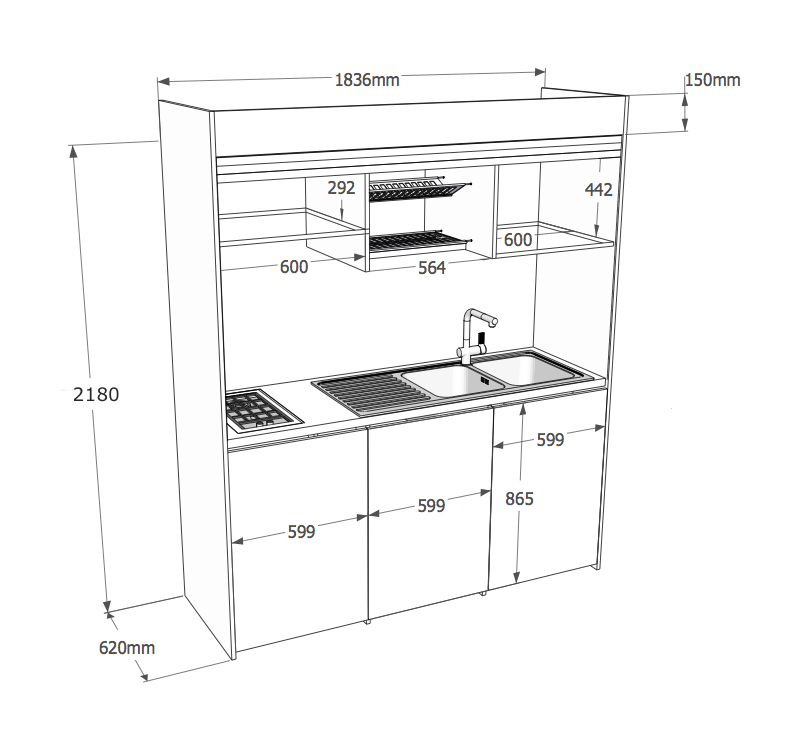 Cucina armadio monoblocco, Compact 094